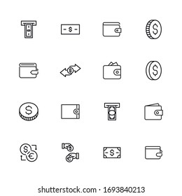 Simple set of dollar icons in trendy line style. Modern vector symbols, isolated on a white background. Linear pictogram pack. Line icons collection for web apps and mobile concept.