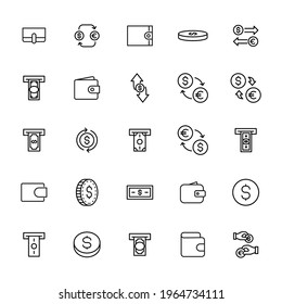 Simple set of dollar icons in trendy line style. Modern vector symbols, isolated on a white background. Linear pictogram pack. Line icons collection for web apps and mobile concept.