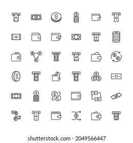 Simple set of dollar icons in trendy line style. Modern vector symbols, isolated on a white background. Linear pictogram pack. Line icons collection for web apps and mobile concept.