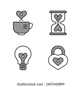 Simple Set of Donation and Charity icons. Contains icons as a cup of coffee, sandglass, bulb and lock.