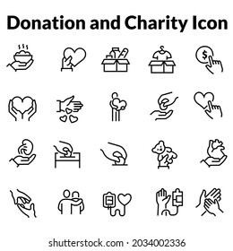 Simple Set of Donations and Charity Related Vector Line Icons. Contains such Icons as Help, Box of Clothes, Toys Giveaway, and more. monoline drawing stroke. 4000 x 4000 pixels perfect.