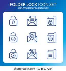 Simple Set of doodle folder Vector Line Icons with shadow