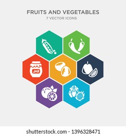 simple set of dragon fruit, grapefruit, guava, hazelnut icons, contains such as icons mason jar, paprika, pea and more. 64x64 pixel perfect. infographics vector