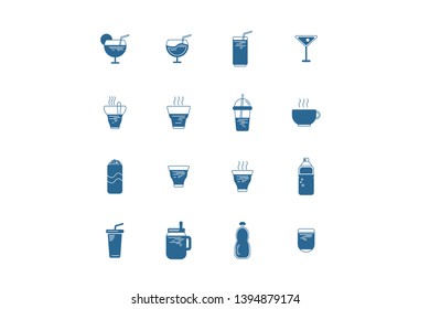 Simple Set of Drinks and Beverage Vector Solid Icons. Contains such Icons as Tea, Coffee, Juice and more. Editable Stroke