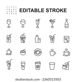 Simple Set of Drinks Related Vector Line Icons.
