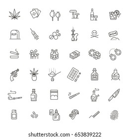 Simple Set of Drugs Related Vector Line Icons