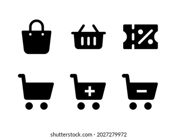 Simple Set of E Commerce Related Vector Solid Icons. Contains Icons as Shopping Bag, Basket, Coupon, Cart and more.