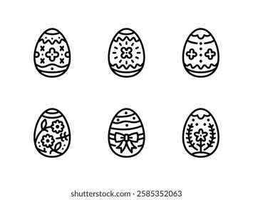 Simple Set of Easter Egg Related Line Icons. Contains Icons as Decorative Egg, Floral and more.