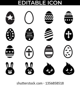 Simple Set of Easter Paskah Day Vector Line and Fill Icons