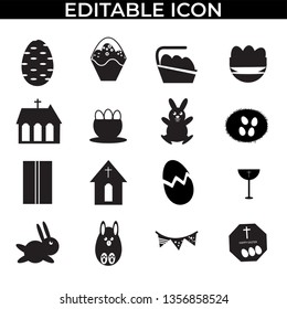 Simple Set of Easter Paskah Day Vector Line and Fill Icons