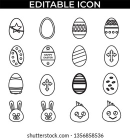 Simple Set of Easter Paskah Day Vector Line and Fill Icons