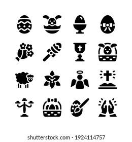 Simple Set of Easter Related Vector Glyph Icons. Contains Icons as Easter Egg, Bunny, Bouquet, Goblet, and more.