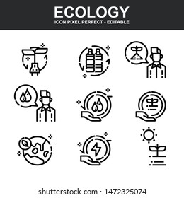 Simple Set of Eco Related Vector Line Icons. Contains such Icons as Global Warming, Forest, Organic Farming and more. Editable Stroke. Pixel Perfect.