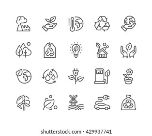 Simple Set of Eco Related Vector Line Icons. 
Contains such Icons as Electric Car, Global Warming, Forest, Organic Farming and more. 
Editable Stroke. 48x48 Pixel Perfect.  - Shutterstock ID 429937741