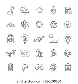 Simple Set of Eco Related Vector Line Icons