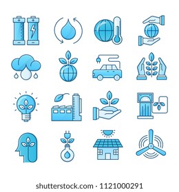 Simple Set Ecology Flat Icons for Website and Mobile Apps. Contains such Icons as Battery,clean energy,Eco friendly,Eco Fuel  .Vector illustration.
