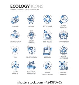 Simple Set of Ecology Related Color Vector Line Icons. 
Contains such Icons as Recyclable, Eco House, Green Thinking and more. 
Editable Stroke. 64x64 Pixel Perfect. 