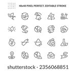 Simple Set of Ecology Related Vector Line Icons. Contains such Outline Icons as Melting Glaciers, Green Technology and more. Editable Stroke. 48x48 Pixel Perfect. Davooda Style. Drawn by real human.
