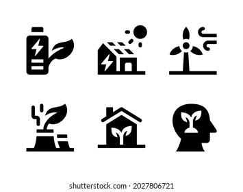 Simple Set of Ecology Related Vector Solid Icons. Contains Icons as Wind Turbine, Green Factory, Eco Home, Think Green and more.