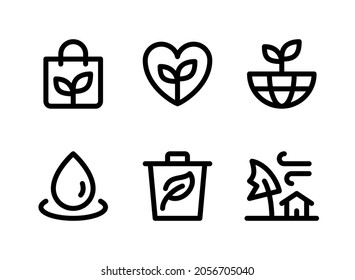 simple set of ecology related vector line icons contains icons as eco bag world water drop trash and more