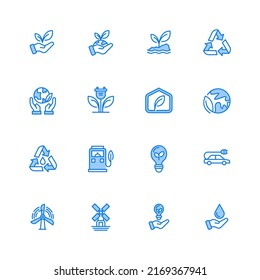 Einfache Set von Symbolen für ökologische Vektorgrafiken. lineares Stilzeichen für mobiles Konzept und Webdesign. Zeilenvektorsymbol. Symbol, Logo-Abbildung.