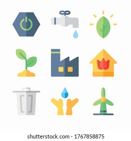 Simple Set Ecology Vector de iconos de color. Color con trazo editable