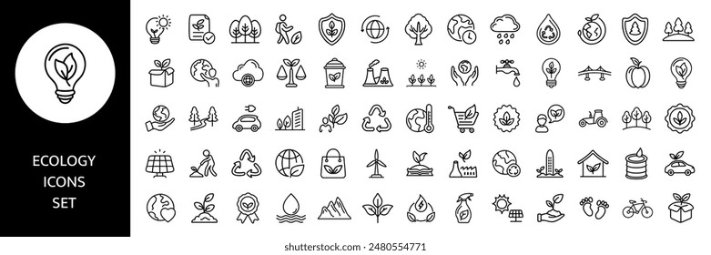 Simple set of ecology vector line icons on white.