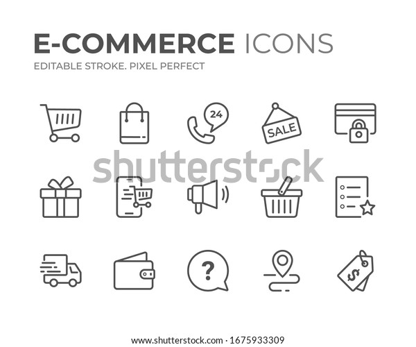 Simple Set of E-Commerce Line Icons. Editable\
Stroke. Pixel Perfect.