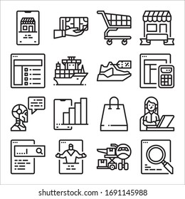 Conjunto simple de iconos de línea de vectores relacionados con el comercio electrónico