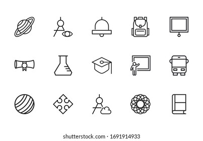 Simple set of Education icons in trendy line style. Modern vector symbols, isolated on a white background. Linear pictogram pack. Line icons collection for web apps and mobile concept.
