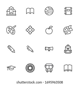 Simple set of Education icons in trendy line style. Modern vector symbols, isolated on a white background. Linear pictogram pack. Line icons collection for web apps and mobile concept.
