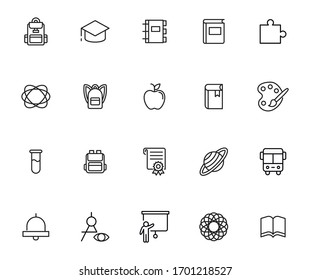 Simple set of Education icons in trendy line style. Modern vector symbols, isolated on a white background. Linear pictogram pack. Line icons collection for web apps and mobile concept.
