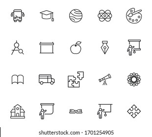 Simple set of Education icons in trendy line style. Modern vector symbols, isolated on a white background. Linear pictogram pack. Line icons collection for web apps and mobile concept.
