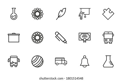 Simple set of Education icons in trendy line style. Modern vector symbols, isolated on a white background. Linear pictogram pack. Line icons collection for web apps and mobile concept.