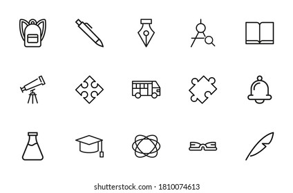 Simple set of Education icons in trendy line style. Modern vector symbols, isolated on a white background. Linear pictogram pack. Line icons collection for web apps and mobile concept.