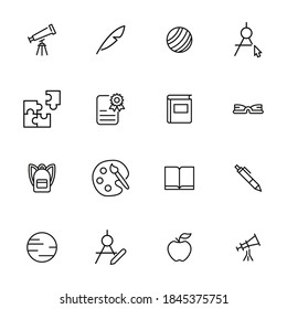 Simple set of Education icons in trendy line style. Modern vector symbols, isolated on a white background. Linear pictogram pack. Line icons collection for web apps and mobile concept.