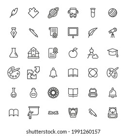 Simple set of Education icons in trendy line style. Modern vector symbols, isolated on a white background. Linear pictogram pack. Line icons collection for web apps and mobile concept.