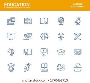 Simple Set of Education Line Icons. Online Education, Learning, Student, etc. Editable Vector Icons