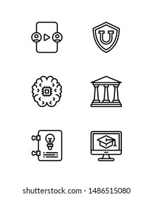 Simple Set of education Related Vector Line Icons. Contains such Icons as elearning, university, artificial intelligence, university, thesis, online course.