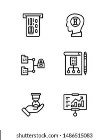 Simple Set of education Related Vector Line Icons. Contains such Icons as atm, thinking, file, exam, time, economics.
