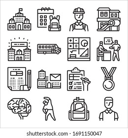 Vektorillustration-Symbole für eine einfache Reihe von Bildungs-bezogenen Bildungs-Inhalten