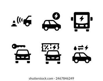 Simple Set of Electric Vehicle Related Solid Icons. Contains Icons as Parking Sensor, Electric Car, Bus and more.