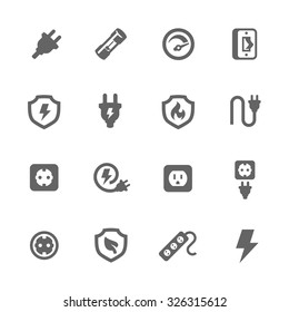 Simple Conjunto de Iconos Vectoriales Relacionados con Electricidad para su Diseño.