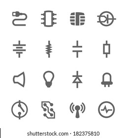 Simple set of electronic components related vector icons for your design