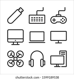 Simple Set Electronic Device Vector Line Icons
