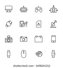Simple set of electronics modern thin line icons. Trendy design. Pack of stroke icons. Vector illustration isolated on a white background. Premium quality symbols.