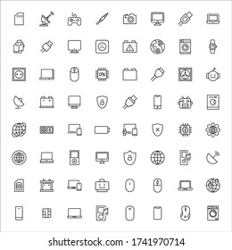 Simple set of electronics modern thin line icons. Trendy design. Pack of stroke icons. Vector illustration isolated on a white background. Premium quality symbols.
