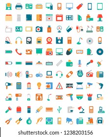 Simple Set of Electronics Related Color Vector solid Icons.