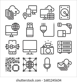 Simple Set of Electronics Related Vector Icons. Contains such icons as circuit, processor, micro-scheme and more