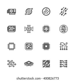 Simple Set of Electronics Related Vector Icons. Contains such icons as circuit, processor, micro-scheme and more.